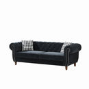 Chesterfield Velvet Upholstery Fabric Sofa With Roll Armrest & Nailhead