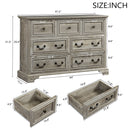 Farmhouse Vintage 7 Drawers Dresser With Natural Texture