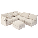Sectional Sofa Modular U-Shaped With Ottoman & USB Ports