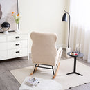 Modern Teddy Fabric Rocking Chair With High Backrest And Armrests Lounge Accent Chair For Living Room - Beige