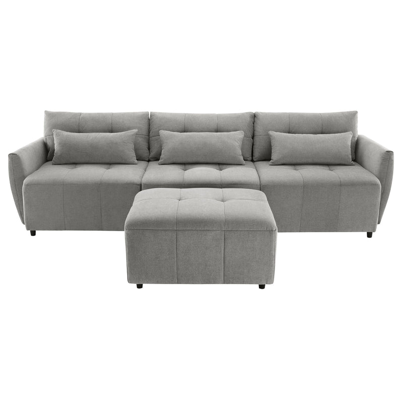 Convertible Sectional Sofa Couch 3 Seat L-Shaped Sofa With Movable Ottoman And USB For Apartment, Living Room, Bedroom