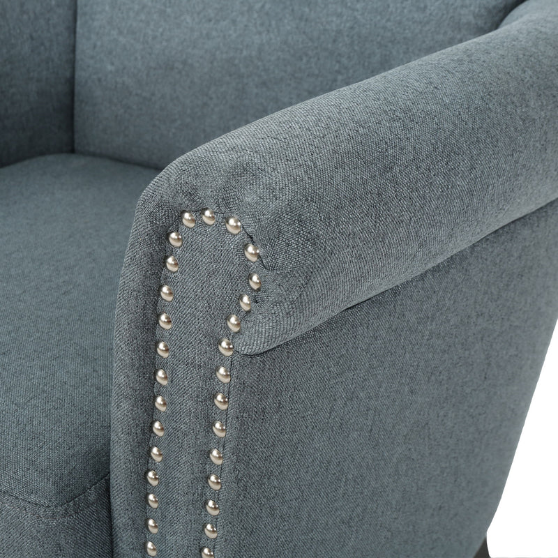 Elegant Club Chair With Nailhead Trim And Birch Wood Legs