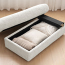 Oversized Chaise Lounge Indoor Rabbit Fur Sofa Bed With Storage Ottoman And Armrests Cup Holders With Deep Seat