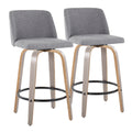 Toriano - Contemporary Fixed Height Counter Stool With Swivel & Round Footrest (Set of 2)