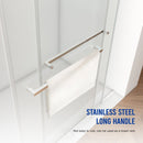 Frameless Shower Door, Double Sliding Shower Door, Clear Tempered Glass Shower Enclosure With Square Rail, Double Side Easy Clean Coat, Finished With Buffer