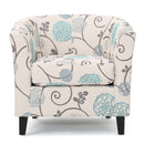 Club Chair With Floral Pattern And Solid Wood Legs - Multi Color