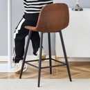 Modern Black Pu Bar Chair Rounded Backrest (Set of 2)