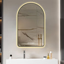 Modern Arched LED Bathroom Mirror With Time And Temperature Display, Anti Fog, Dimmable Light - Black