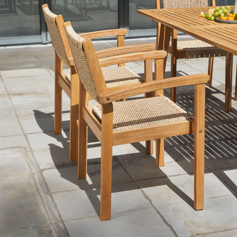 Mauricio - 7 Piece Dining Set With Stacking Chair - Natural / Light Brown