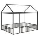 Metal Bed House Bed Frame With Fence
