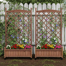 Raised Garden Bed With Trellis 2 Pack, Outdoor Planter Box & Plant Stand With Climbing Racks - Brown