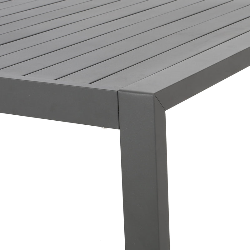 Modern Outdoor Aluminum Rectangular Dining Table With Slatted Top