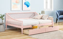 Full Size Daybed with Two Storage Drawers and Support Legs, Pink