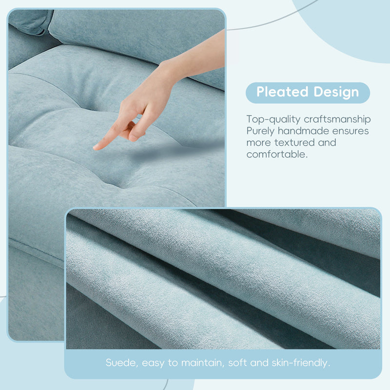 Modern Convertible Sectional L Shaped Reversible Couch Set With Free Pillows 4 Seat Suede Sleeper Sofa With Ottoman