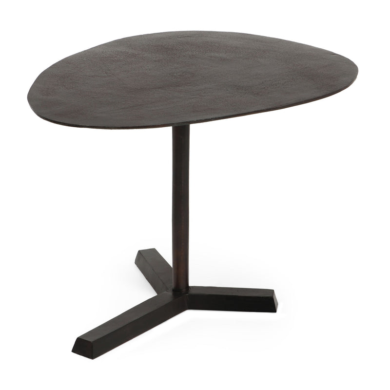 Industrial Style Elliptical Side Table With Aluminum Frame - Bronze