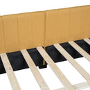Full Size Upholstered Daybed with 2 Storage Drawers Sofa Bed Frame No Box Spring Needed, Linen Fabric (Yellow)