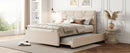 Upholstered Platform Bed With Brick Pattern Headboard And Twin Long Size Trundle