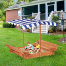 Kids Sandbox With Adjustable Cover, Sand Box With 2 Foldable Bench Seats, Outdoor Sandpit For Backyard Play - Light Brown