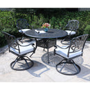 Round 48.03" Long Aluminum Dining Set With Cushions