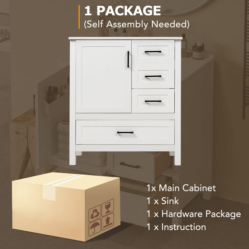 Modern Bathroom Vanity With Ceramic Sink, Solid Frame And Storage Solutions