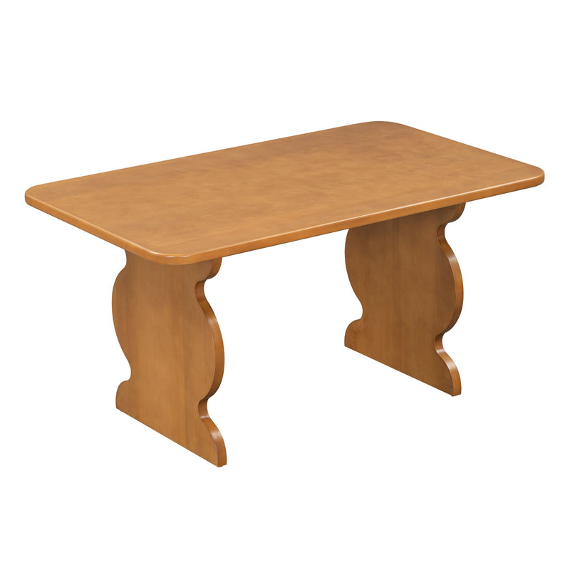 Mid-Century Modern Table Set For 6 Persons With 4 Chairs And Bench, Padded Seats And Backrest