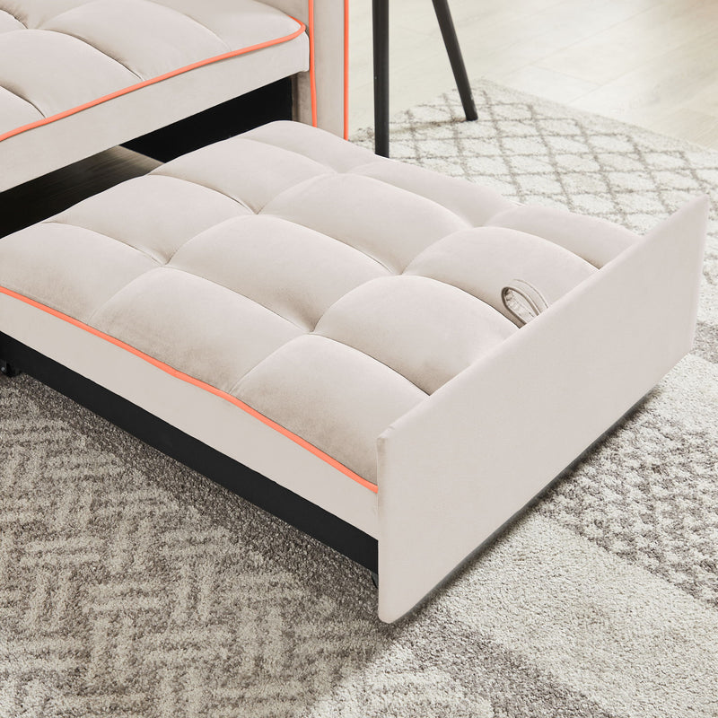 Modern Velvet 3 In 1 Sofa Bed Chair, Adjustable Recliner