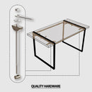 Modern Dining Table & Suede Chair Set WIth Rectangular Metal Base