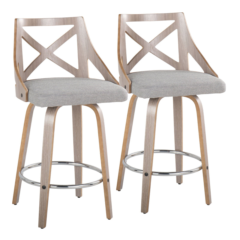 Charlotte - Farmhouse Fixed Height Counter Stool With Swivel With Round Footrest (Set of 2)