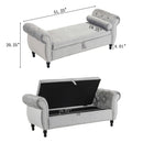 Luxurious Velvet Multifunctional Storage Ottoman Bench With Pillow