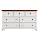 Wooden Captain Seven Drawer Dresser For Bedroom, Living Room, Kids' Room - White / Walnut
