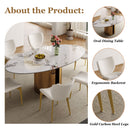 Steel Base Oval Sintered Stone Dining Table With 4 Chairs