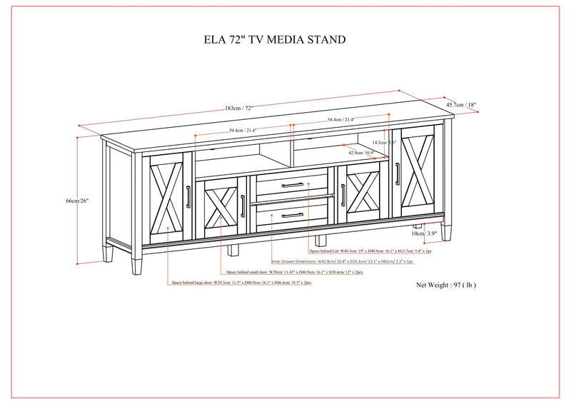 Ela - TV Media Stand - Smoky Brown