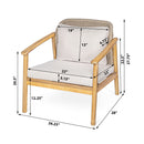 2 Piece Outdoor Acacia Wood Patio Club Chair, Patio Furniture Arm Chair With Woven Rope Backrest, Deep Seating For Porch - Light Teak / Beige