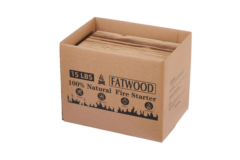 15 Lbs Fatwood Fire Starter Sticks With Box, 100% Natural Kindling Wood, Pine Firewood Firestarter For Campfire, Stove, Fireplace, Bonfires, Grill - Natural