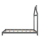 Twin Size Wood Platform Bed with House-shaped Headboard  (Gray)