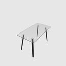 Modern Minimalist Rectangular Glass Dining Table With Tempered Glass Top Metal Legs, For 4 - 6 - Transparent