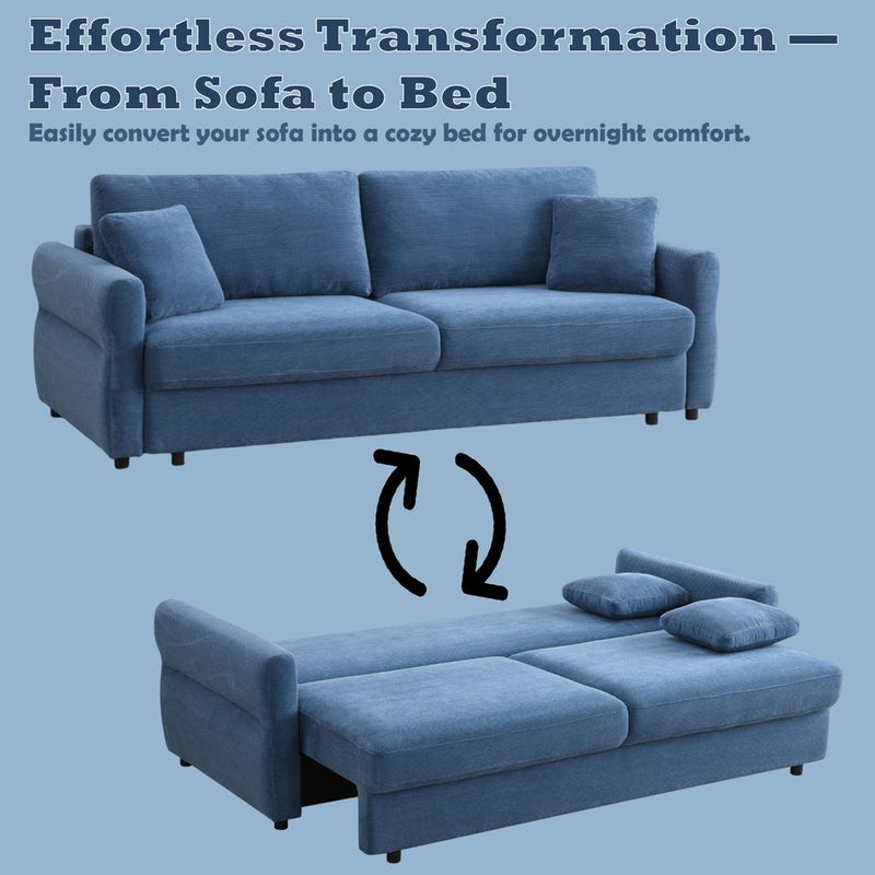 Haran - Sofa With Sleeper - Blue Fabric