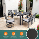 Outdoor Patio Furniture Dining Set With Sunbrella Fabric, Rectangular Table With Umbrella Hole
