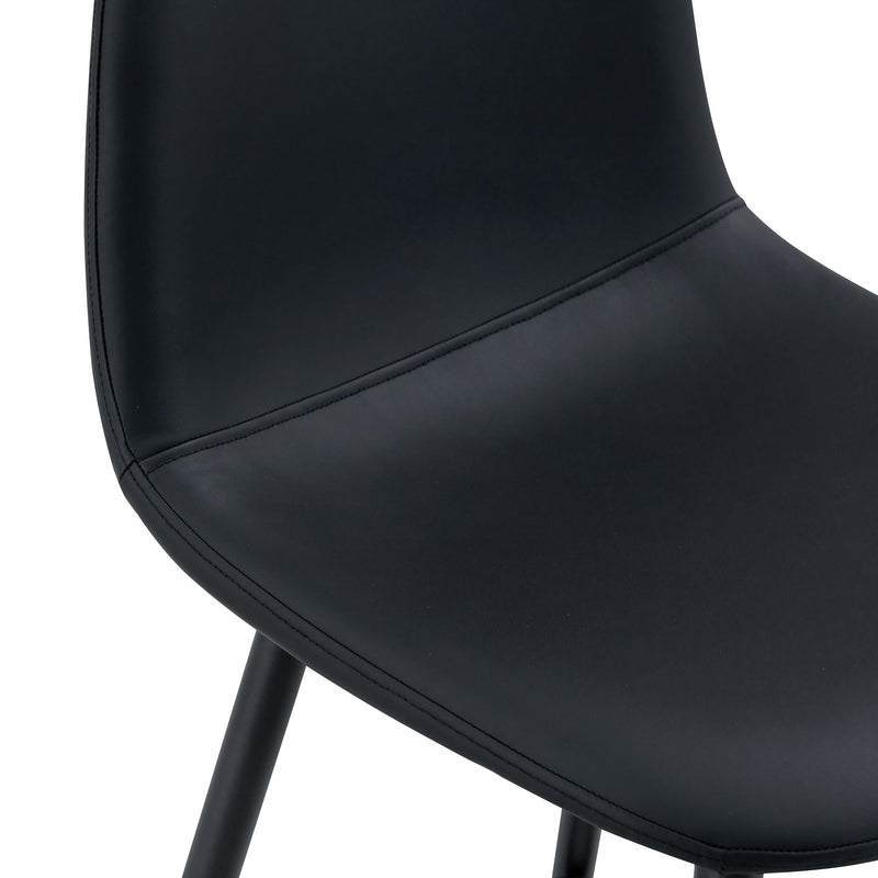 Modern Black Pu Bar Chair Rounded Backrest (Set of 2)
