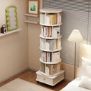 Rotating Bookshelf With Wheels And Drawer, 360° Spinning Design, Space Saving Storage