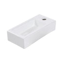 Modern Ceramic Rectangle Wall Mount Bathroom Sink With Single Faucet Hole - White