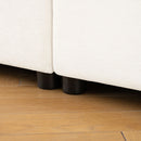 Contemporary Elegant White Chenille Sofa With Storage And Ottoman