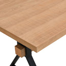 Farmhouse Style X Shaped Legs Dining Table With Metal - Natural