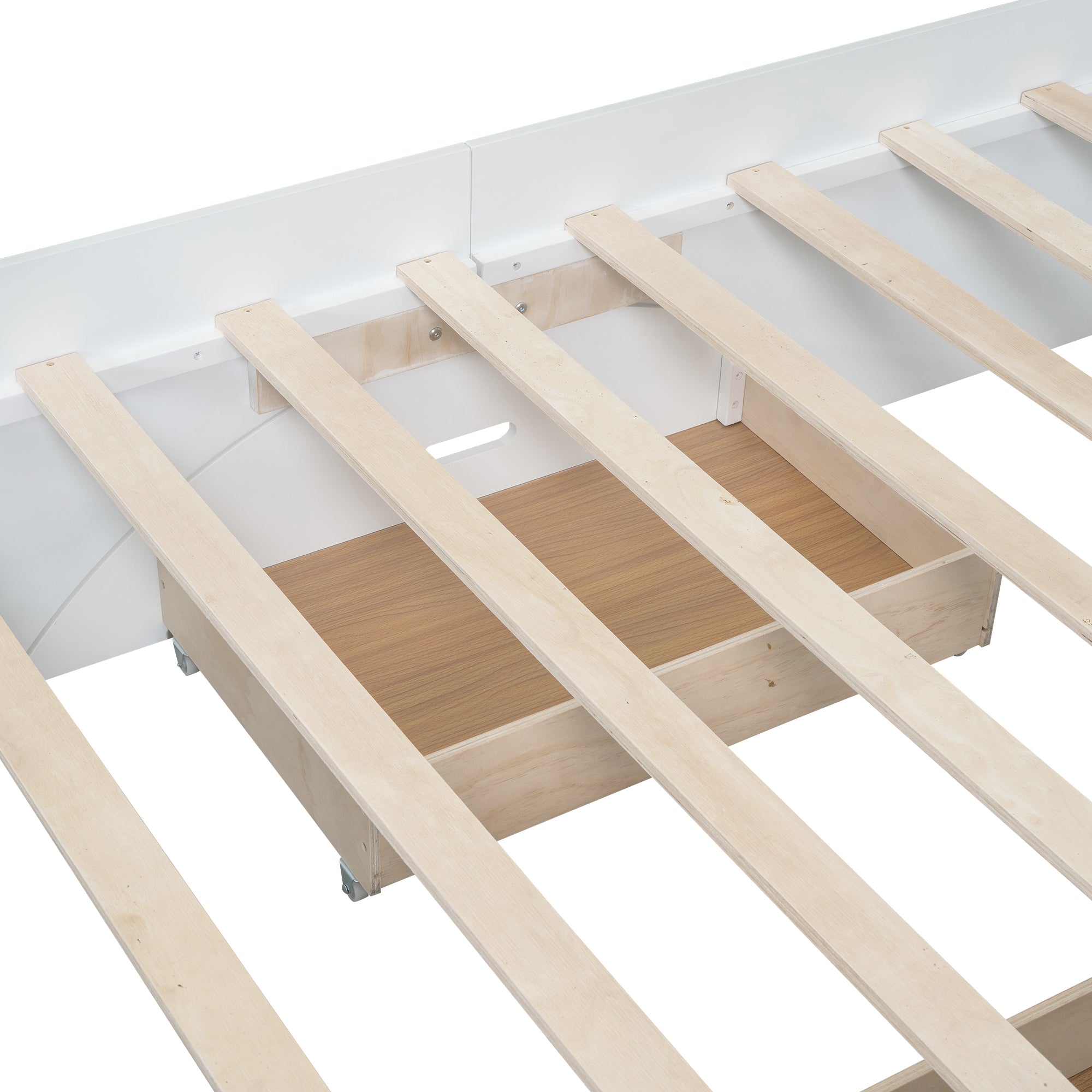 Wood Full Size Platform Bed with 2 Drawers, Storage  Headboard and Footboard, White - Atlantic Fine Furniture Melbourne FL