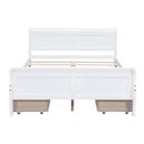 Full Size Wood Platform Bed with 4 Drawers and Streamlined Headboard & Footboard, White