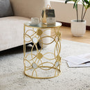 Modern Side Table With Mirror Top And Metal Frame - Gold / Clear