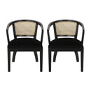 Elegant Dining Chair With Cane Web Backrests And Velvet Upholstery
