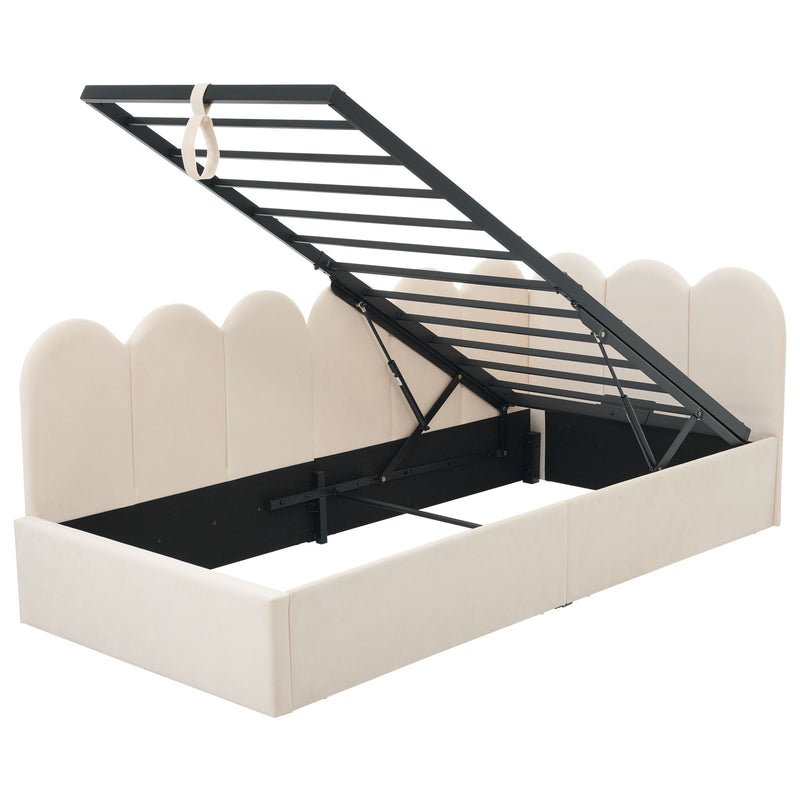 Upholstered Daybed With Metal Slatted Base