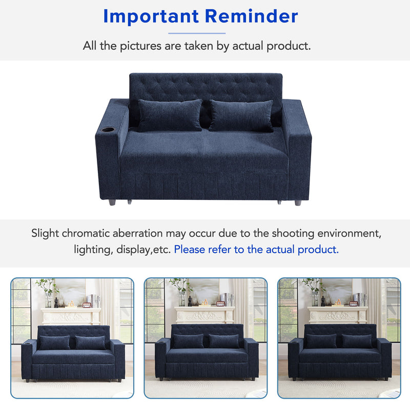 Pull-Out Sofa Bed Convertible Couch With Adjustable Backrest For Living Room