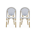 Outdoor Rattan And Aluminum French Bistro Chairs Set